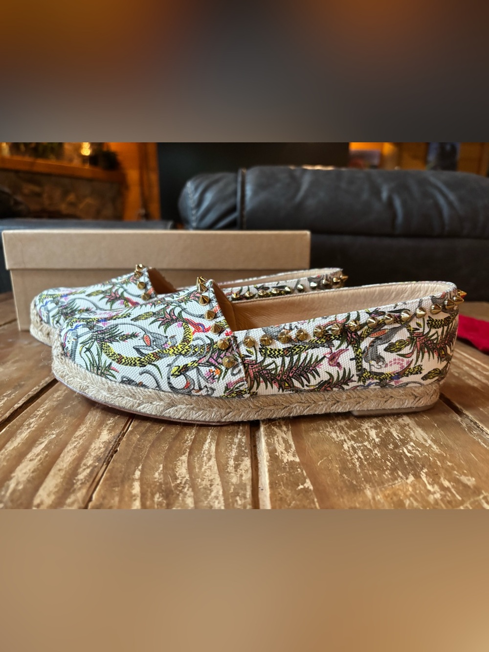 Christian Louboutin Ares Jungle Printed Espadrille 37 7 - Picture 3 of 11